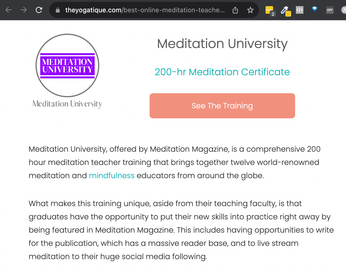 best online meditation teacher training yogatique