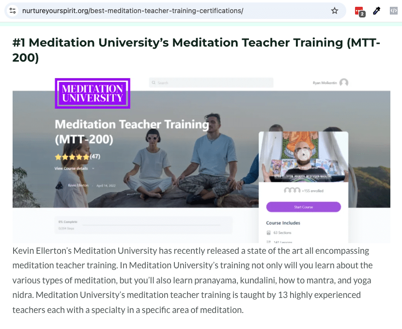 best meditation teacher training